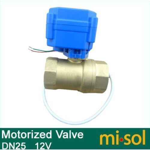 10pcs/lot motorized ball valve DN25 (reduce port), 2 way, 12V electrical valve