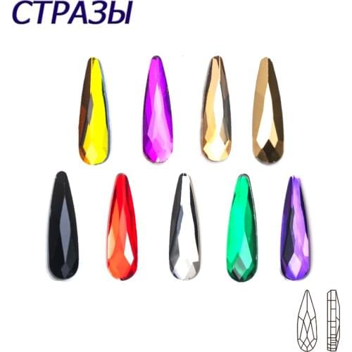 100pcs 3x10mm Neon Raindrop Nail Rhinestones Crystals Flatback Glass Stones Nail Art Decoration Charms Gem Jewelry Accessories