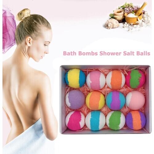 12pcs/Box Shower Bombs Ball Body Spa Cleaner Safe Bath Sea Salt Ball Practical Moisturizing Bathing Body Cleanser