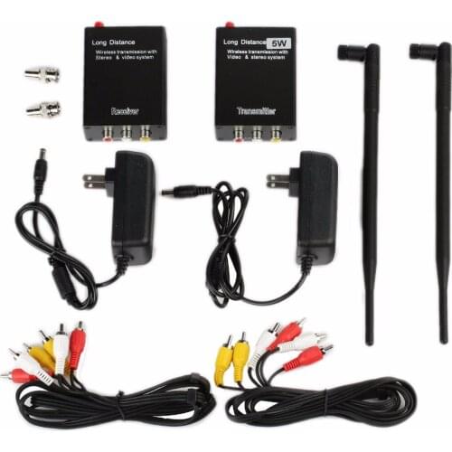 2.4GHz 5W 5000mw Wireless AV Sender TV Audio Video Transmitter Receiver for CCTV Camera VCR Recorder Elevator monitoring