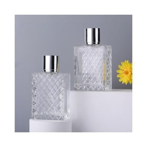 2pcs 100ml Square Glass Perfume Bottle Clear Spray Bottle Empty Fragrance Packaging Bottle Refillable