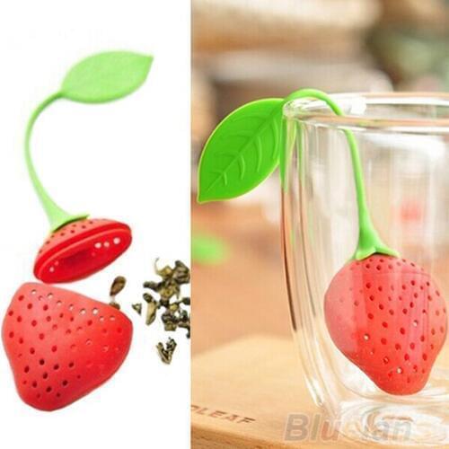 2pcs/lot Silicone Strawberry Design Loose Tea Leaf Strainer Herbal Spice Infuser Filter Tools(00019)
