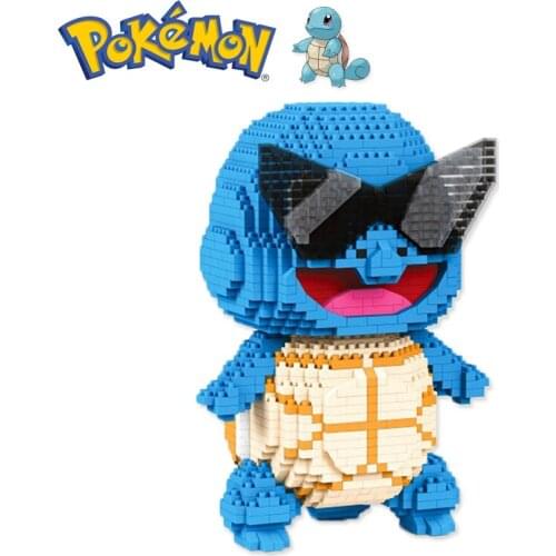 2100pcs+ Pokemon Cute Squirtle Mini Assembly 3D Building Blocks Diamond Micro Brick Figures Toys For Kid Christmas Gift 7196A
