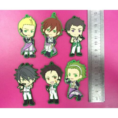6pcs/lot Uta no Prince-sama Maji Love 1000% Japanese anime figure rubber mobile phone charms/key chain/strap