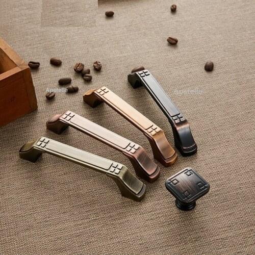 Antique Cabinet Drawer Pull Zinc Alloy Door Closet Knob 96mm/128mm Bronze Kitchen Cupboard Handle Sliding door Hardware