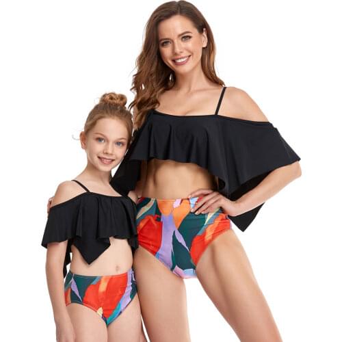 Family Matching Bikini Women Swimsuit Mother Girl Swimwear Children Kid Swimming 2Piece Suit Maillot Trajes De Bano Bain Biquini