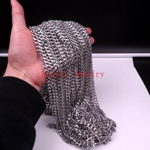 8mm Wide Heavy Jewelry 3 Meters Lot Stainless Steel curb Link Chain Jewelry Finding /Marking DIY