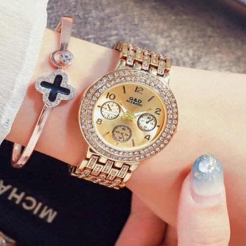 2019 New Famous Brand Gold Crystal G&D Casual Quartz Watch Women Stainless Steel Dress Watches Relogio Feminino Men Clock Hot