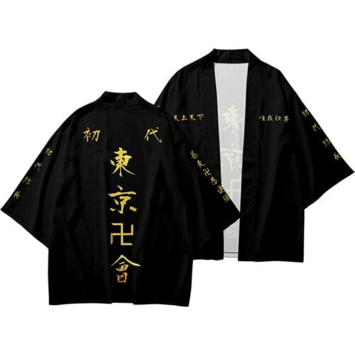 Anime Tokyo Avengers Cosplay Tshirt Cloak of Draken Manji Gang fo leisure Haori Kimono Tee Men Short-sleever cool Summer Cartoon