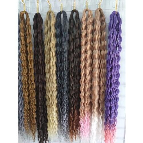 Hywamply 32inch Extra Long Synthetic Ombre Loose Deep Wave Twist Crochet Braiding Hair Extensions Bloom Bundle