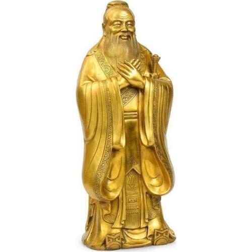 China brass carving Confucius statue Office and home decoration