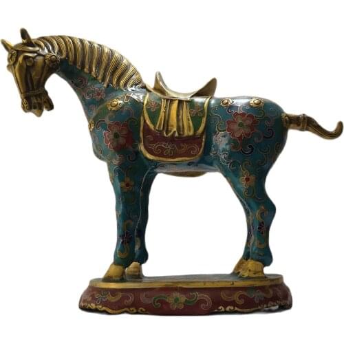 Collection of Chinese Bronze Cloisonne Tang Horse Sculptures,About Size Height 23.5 cm Length 29 cm Width 9 cm