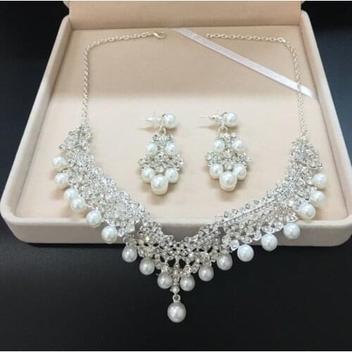 New Bride Wedding Necklace Earrings Two Piece Set Accessories Wedding Hair Accessories Wholesale