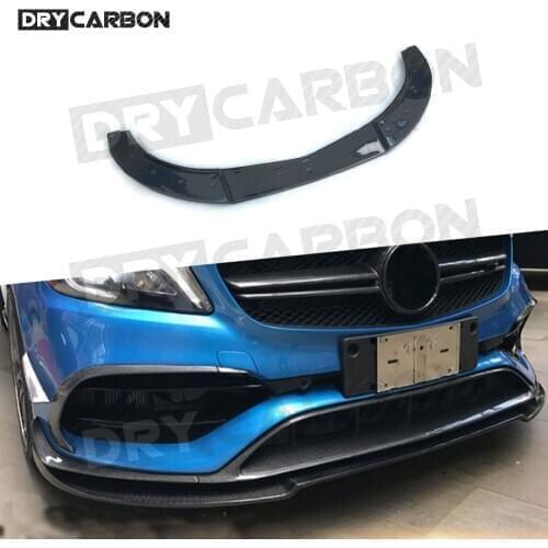 For AMG Front Bumper Lip Body Kit Spoiler for Benz A Class W176 A180 A200 A260 A45 AMG 2016-2019 Car Styling Carbon Fiber / FRP