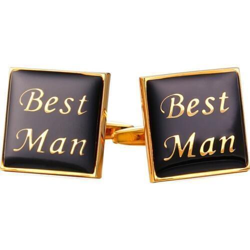 Kpop 'Best Men' Mens Cuff Link Gold Color With Enamel Cufflinks For Mens Gift Wholesale Cufflinks High Quality Men Jewelry C341