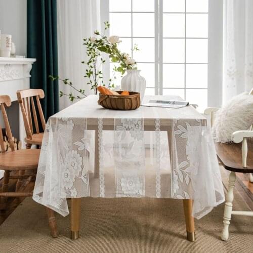 Lace Hollow Out Polyester Table Cloth Simple Modern Desktop Coffee Table Cover Rectangle Household Home Decor for Dining Table