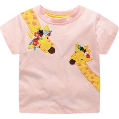 Toddler kids Boys Girls Summer T-Shirts casual Fashion Cartoon Giraffe Pattern Short Sleeve Round Neck Tee