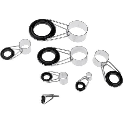 Lots 7 Stainless Steel Ceramic Ring Smooth Fishing Rod Guides Replacement