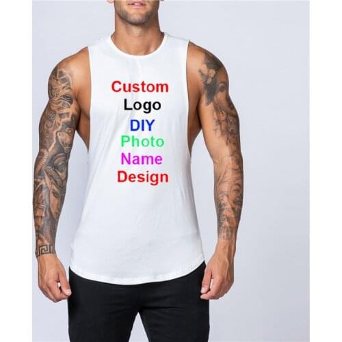 Customized Print Your Own Design Fitness Singlets Sleeveless Workout Tank Top Men Gym Clothing Bodybuilding Musculation Vest