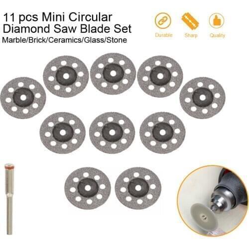 11pcs Mini Circular Saw Blades Set Cutting Disc Ceramics Cutter Glass Cut Spare Parts