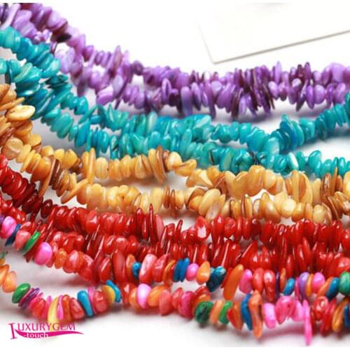 Natural Multicolor Shell Stone Loose Beads High Quality 8-15mm Smooth Chip Irregular Shape DIY Jewelry Accessories 38cm wk325