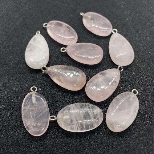 Natural Stone Spot Wholesale Pendant Drop-shaped Egg-shaped Pink Crystal Pendant for DIY Making Exquisite Jewelry Accessories
