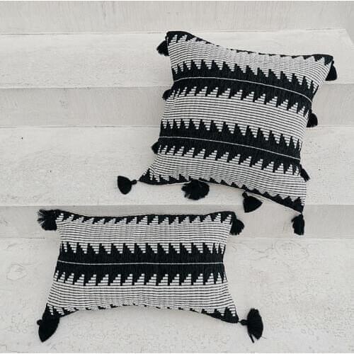 DUNXDECO Cushion Cover Decorative Pillow Case Modern Simple Gray Black Geometric Tassels Home Sofa Chair Bedding Coussin