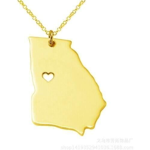 New 50 States map, Georgia stainless steel pendant necklace as a gift for friends