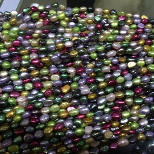 Wholesale NEW 5-6mm multicolor Freshwater Cultured Pearl Loose Beads 13"