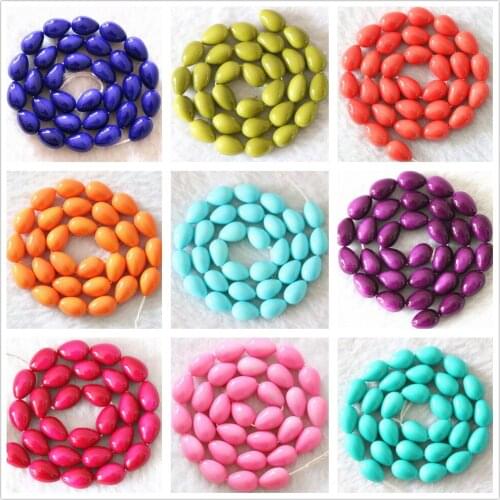Wholesale high quality multicolor Glass synthetic pearl beads 5*7mm teardrop women charming diy loose beads 38cm