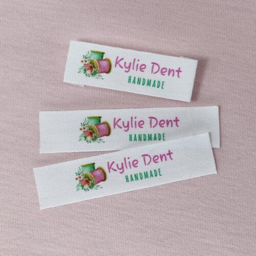 Custom sewing labels, Brand labels, Flowers, Cotton ribbon labels, Handmade labels (FR038)