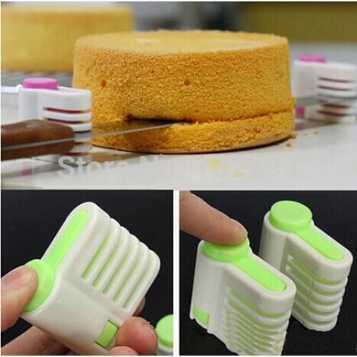 2pcs 5 Layers Kitchen DIY Cake Bread Cutter Leveler Slicer Cutting Fixator Cake Tools NO Knife