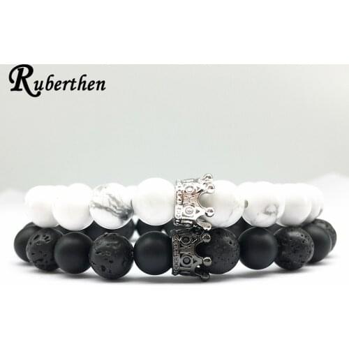 Ruberthen On Sale Simple Design Crown Charm Bracelet Howlite Lave Bracelet Trendy Sweethearts Powerful Jewelry Drop Shipping