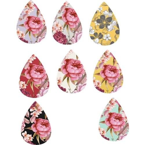 Earrings - Blush Pink Rose Watercolor Chic Illustration Floral Pattern Faux Leather Teardrop Earrings