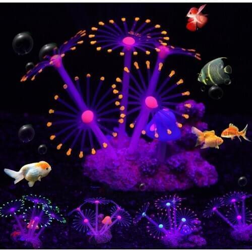 Silicone Glowing Artificial Fish Tank Aquarium Coral Plants Underwater Ornament Fish Tank Aquarium Decor Accessories D30