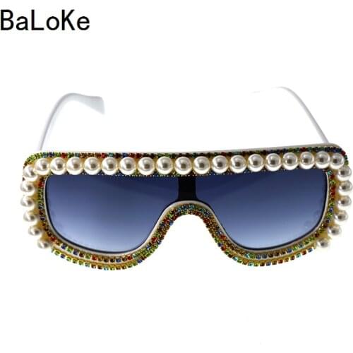 Fashion Retro Tassel Baroque Pearl Sunglasses Womens Personalized Beach Rhinestones Vintage Circle Big Lady Sun Glasses Female
