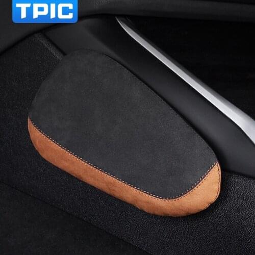 TPIC For Ford Mustang 2009-2020 Universal Car Leg Cushion Knee Pad Alcantara Wrap Elastic Cushion Memory Foam Car Accessories
