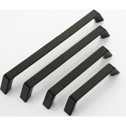 American Style Aluminum Black Kitchen Cabinet Handles Drawer pulls Wardrobe Door Knob Handles For Furniture Hardware