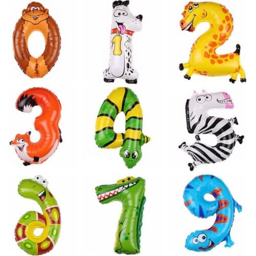 1PCS 16inch Animal Number Foil Balloons Kids Party Decoration Happy Birthday Wedding Decoration Ballon Gift