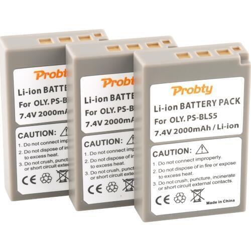 Probty 3PCS PS-BLS5 PS BLS5 BLS5 Battery for Olympus EM10 EPL6 EPL7 EPM2 EP1 EP2 EP3 E-PL1 EPL2 EPL3 PM134 E-PM1 E-400 E-420