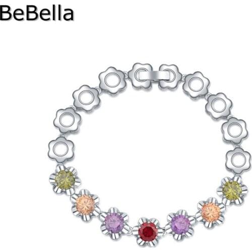 3 Colors Flower Shape Bracelets For Woman Made With Square High Quality Zirconia For Girls Christmas Gift