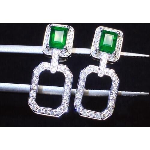 Emerald Earrings Fine Jewelry Real 18K Gold Green Emerald 1.46ct Gemstones Diamonds Female Drop Earrings for Women Fine Earrings