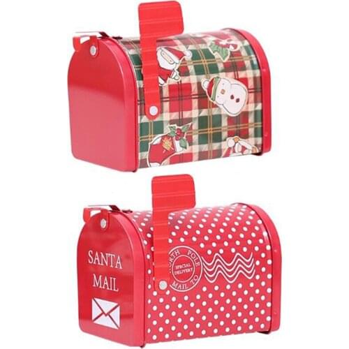 1/5PC Christmas Supplies Christmas Candy Box Gift Box Craft Iron Storage Box Organizer Tin Box Mailbox Xmas Ornaments paper Box