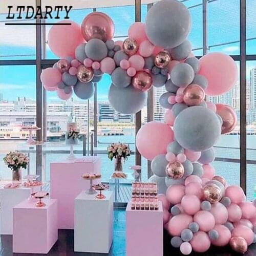 1set rose gold balloon garland arched macarons gray latex balloon chain set supplies wedding birthday party summer decorations