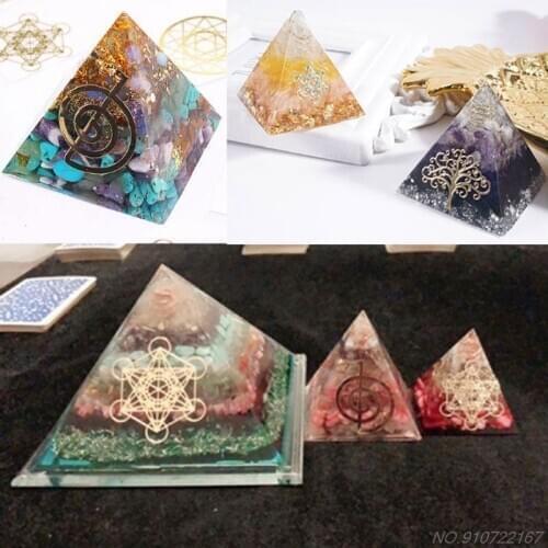 10Pcs 6.8cm 7 Chakra Copper Energy Tower Orgonite Sticker Flower Life Tree Pyramid Epoxy Resin Material Making D07 20 Dropship