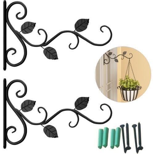 2 Pcs Hanging Plants Bracket Wall Hanging Flower Pot Support Bracket Hook Iron Hanger Plants Holder Balcony Home Decoration