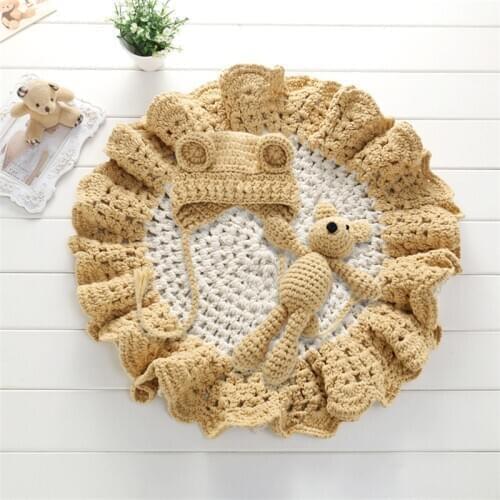 3PCS/Set Knitted Baby Blanket Props For Photo Shoot Newborn Hat Newborn Photo Props Baby Photography Props Accessories
