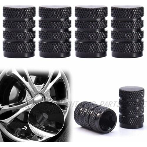 4PCS Black Aluminum Car tire valve caps Bullet Unique Design Car Truck Air Port Cover Tire Rim Valve Wheel Stem Cap