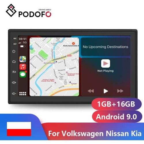 Podofo 2Din Car Stereo Radio 6.8'' TFT Capacitance Touch Screen Car MP5 Player with Bluetooth WIFI GPS FM Suppport Rear Camera