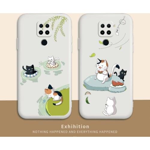 Three Kittens Playing Phone Case For Xiaomi Redmi 9 9A Note 9 9T 8 7 Pro K40 K30 K20 Liquid Silicone Cover